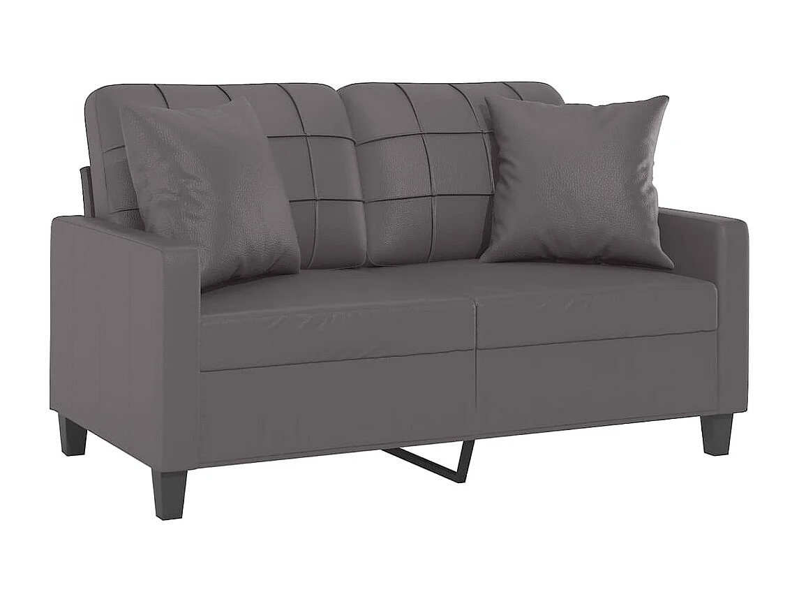 Canapé 2 places avec oreillers gris 120 cm similicuir