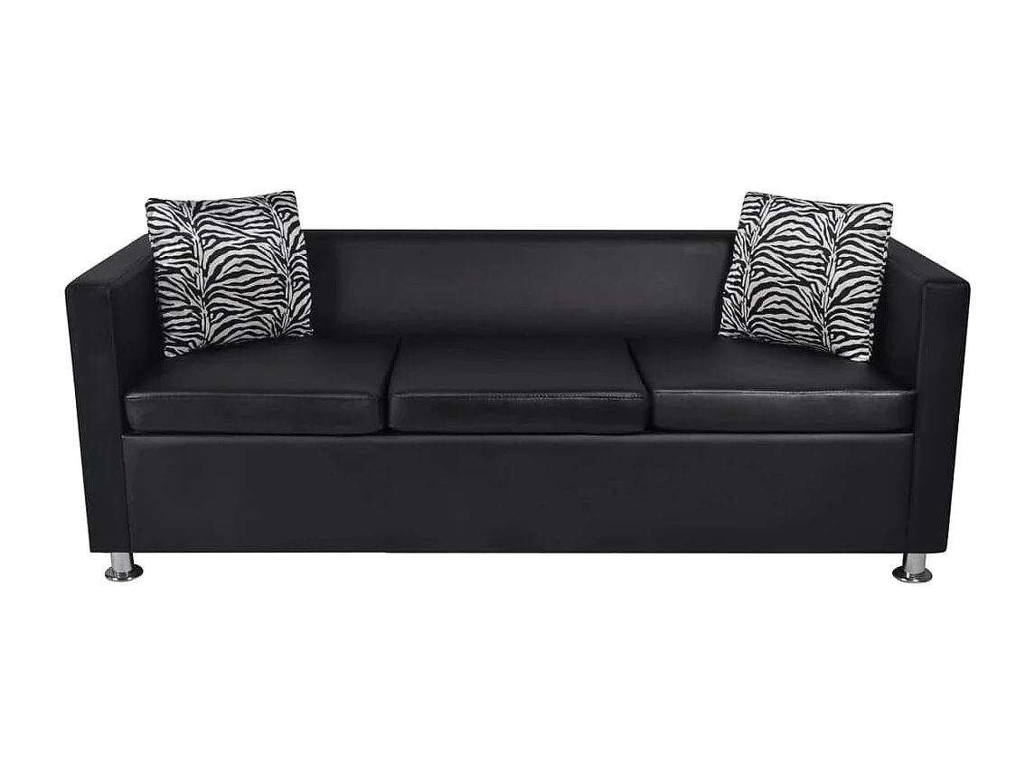 Jeu de canapé à 2 places et à 3 places et fauteuil Noir