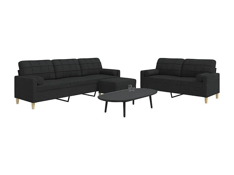Ensemble de canapés 3 pcs repose-pied et coussins décoratifs