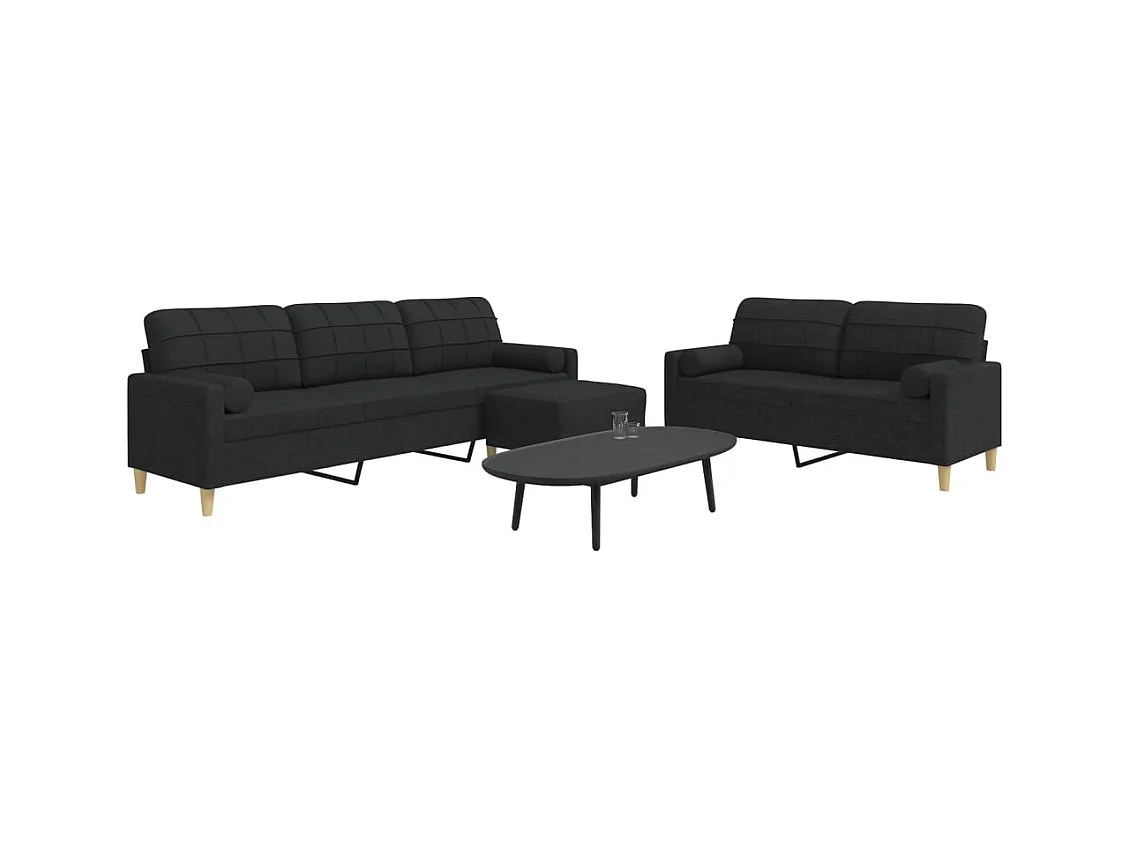 Ensemble de canapés 3 pcs repose-pied et coussins décoratifs