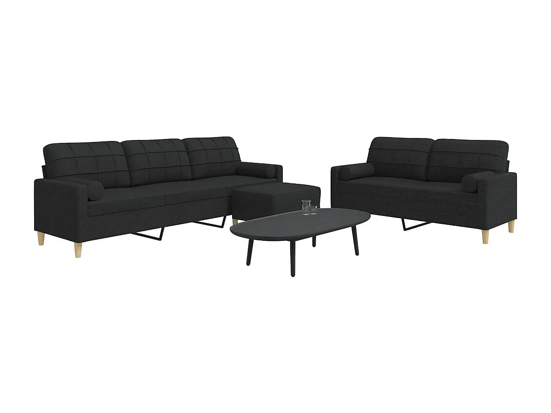 Ensemble de canapés 3 pcs repose-pied et coussins décoratifs
