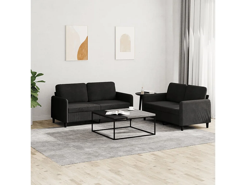 2-delige Loungeset fluweel zwart