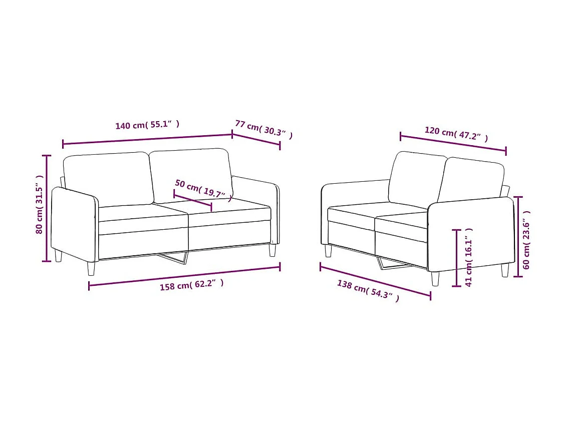 2-delige Loungeset fluweel zwart