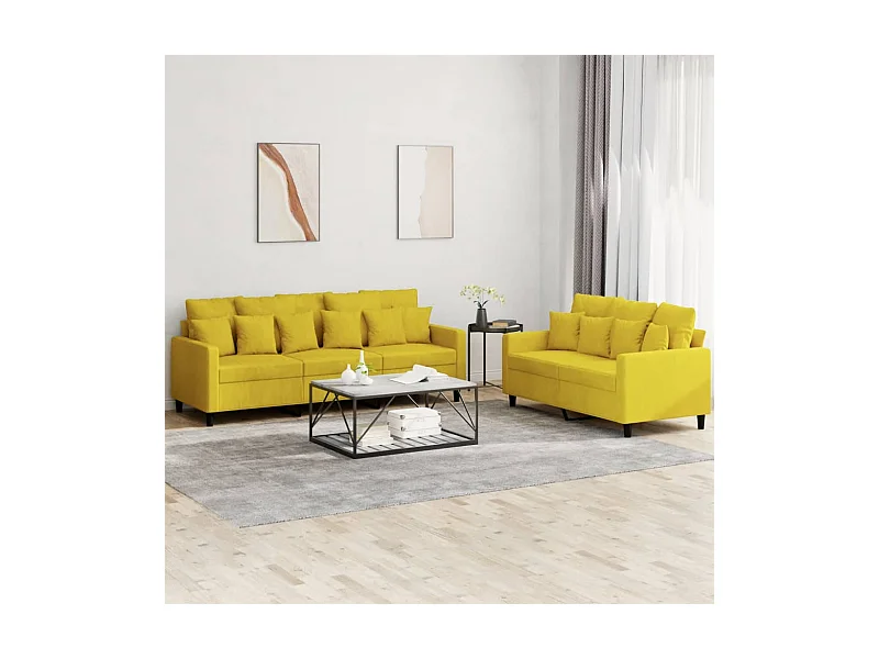 Juego de sofás con cojines 2 piezas terciopelo amarillo