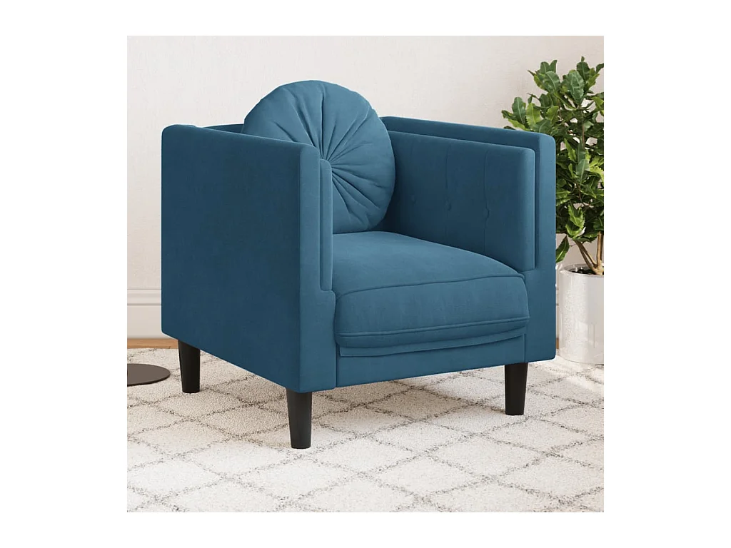 Fauteuil avec coussin bleu velours