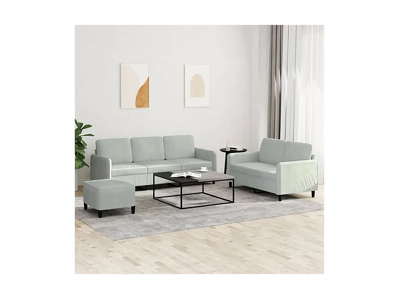 Ensemble de canapés 3 pcs gris clair velours