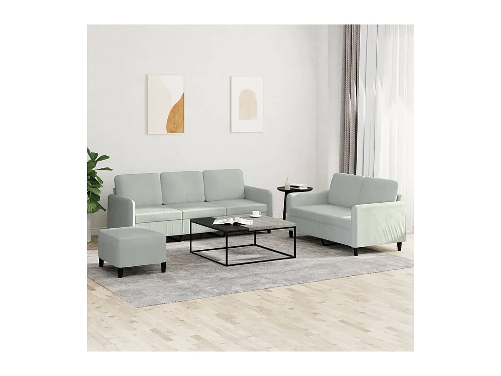 Ensemble de canapés 3 pcs gris clair velours