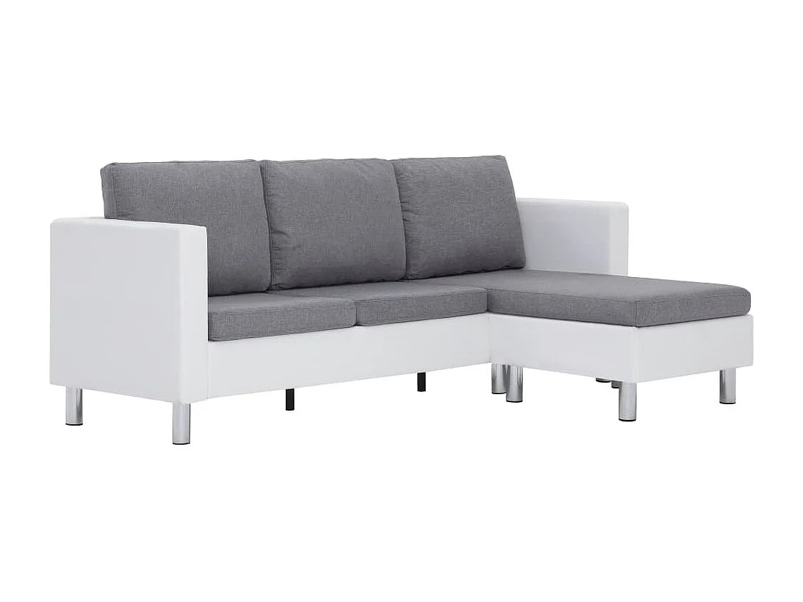 Canapé à 3 places avec coussins blanc similicuir