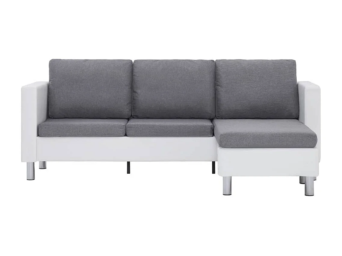 Canapé à 3 places avec coussins blanc similicuir