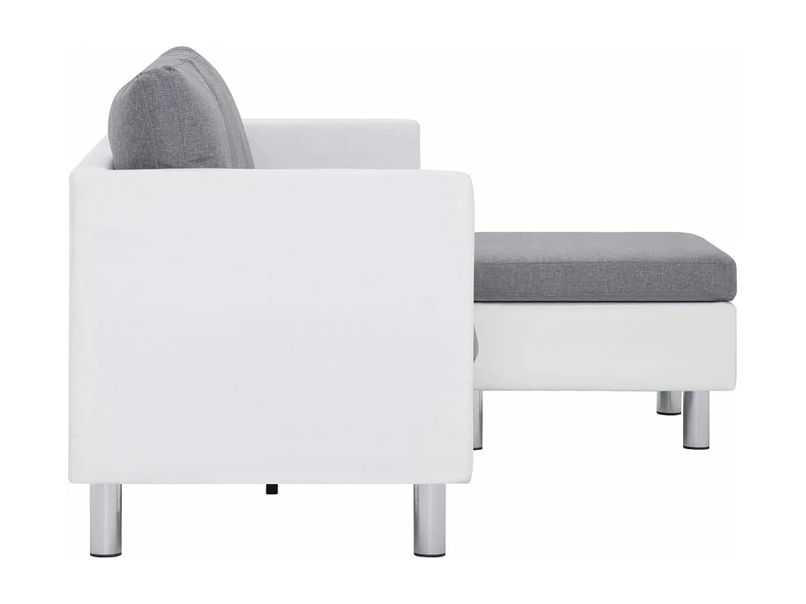 Canapé à 3 places avec coussins blanc similicuir