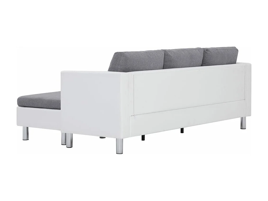 Canapé à 3 places avec coussins blanc similicuir