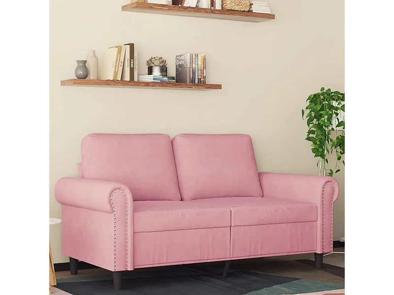 Divano a 2 Posti Rosa 120 cm in Velluto