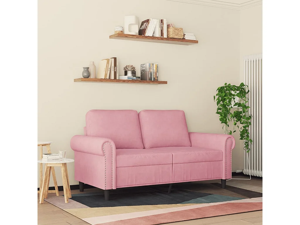 Divano a 2 Posti Rosa 120 cm in Velluto