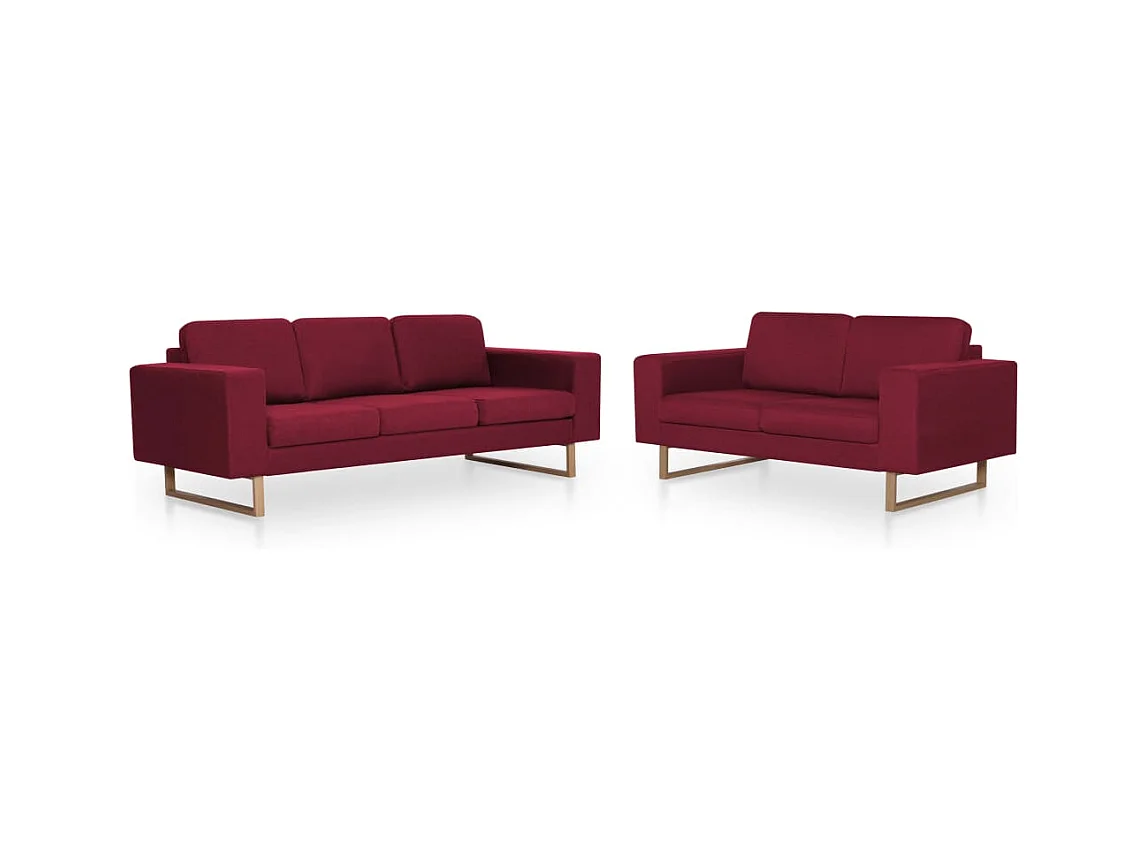 Ensemble de canapé 2 pcs Tissu Rouge bordeaux