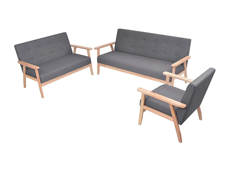 Ensemble de canapés 3 pcs Tissu Gris foncé