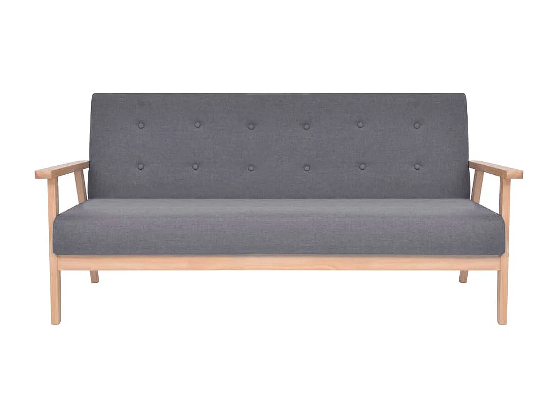 Sofa-Set 3-tlg. Stoff Dunkelgrau