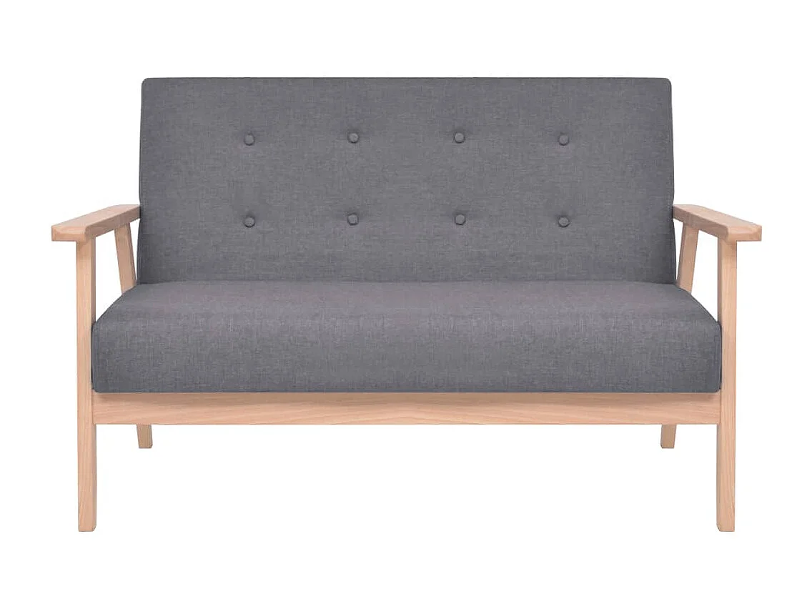 Sofa-Set 3-tlg. Stoff Dunkelgrau