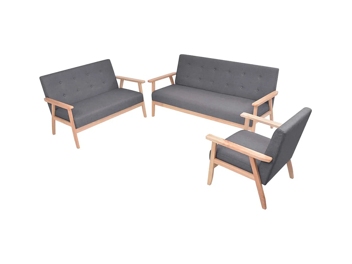 Ensemble de canapés 3 pcs Tissu Gris foncé