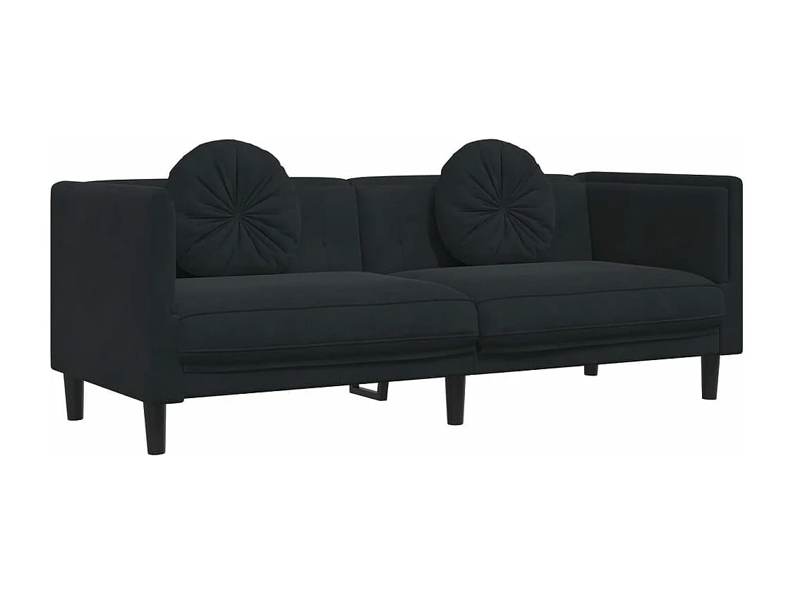 Ensemble de canapés 3 pcs avec coussins noir velours