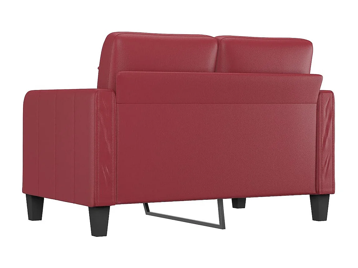Sofá de 2 lugares 120 cm couro artificial vermelho tinto