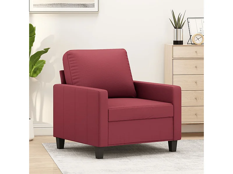 Sillón cuero sintético rojo tinto 60 cm