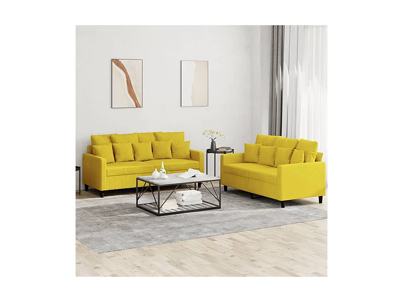 Juego de sofás con cojines 2 piezas terciopelo amarillo