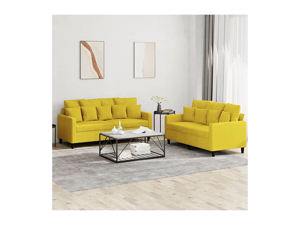 2-delige Loungeset met kussens fluweel geel