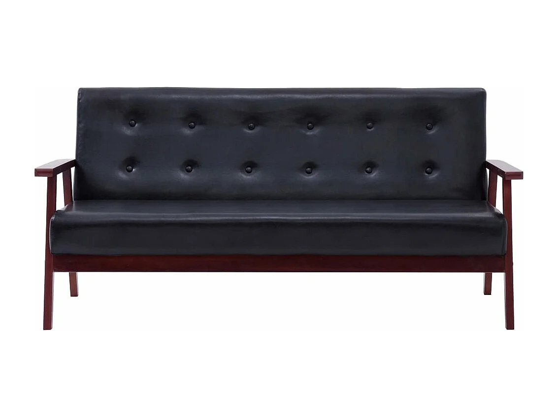 Set di Divani 3 pz Nero in Similpelle