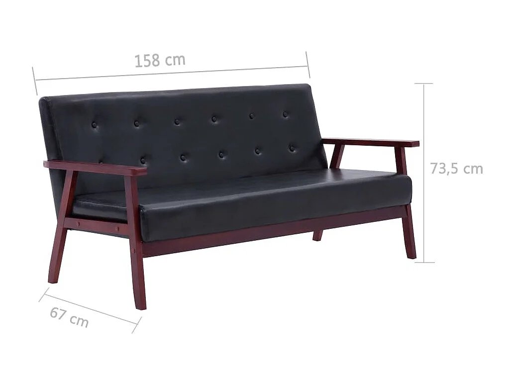 Ensemble de canapés 3 pcs Noir Similicuir