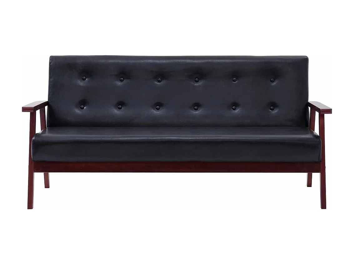 Sofá de 3 lugares couro artificial preto