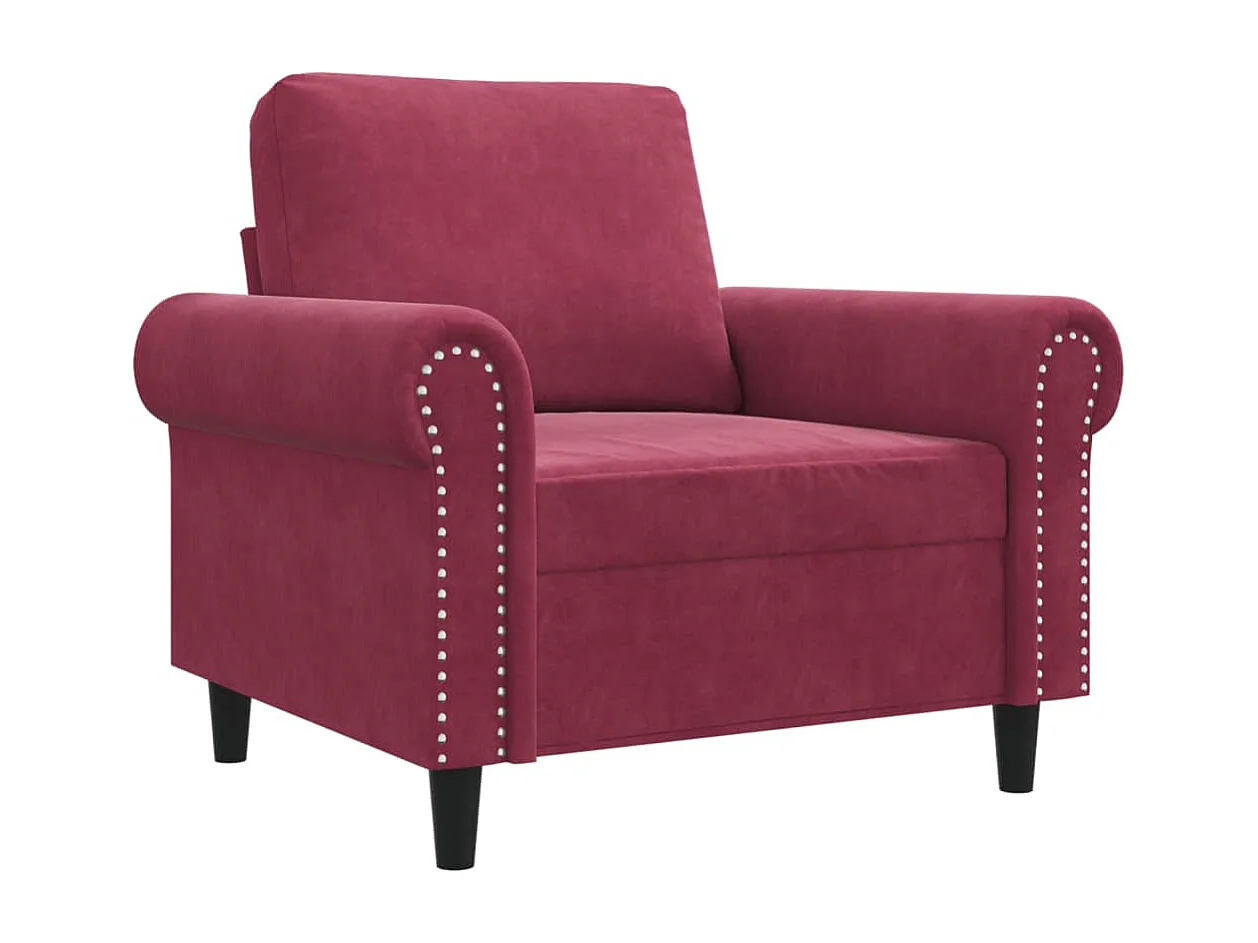 Fauteuil 60 cm fluweel wijnrood