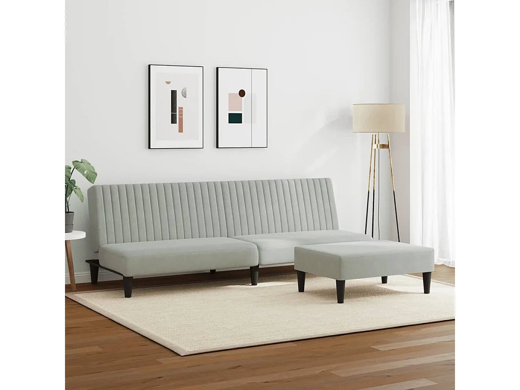 Ensemble de canapés 2 pcs gris clair velours