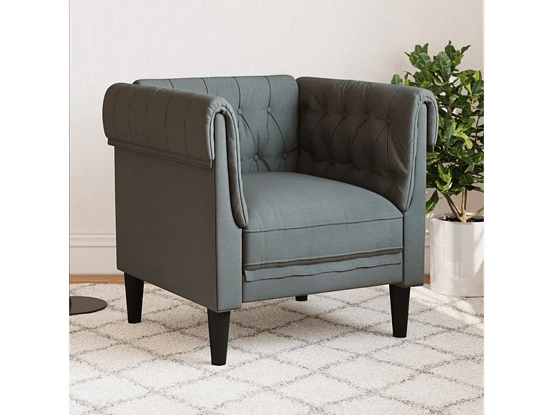Poltrona Chesterfield Grigio Scuro in Tessuto