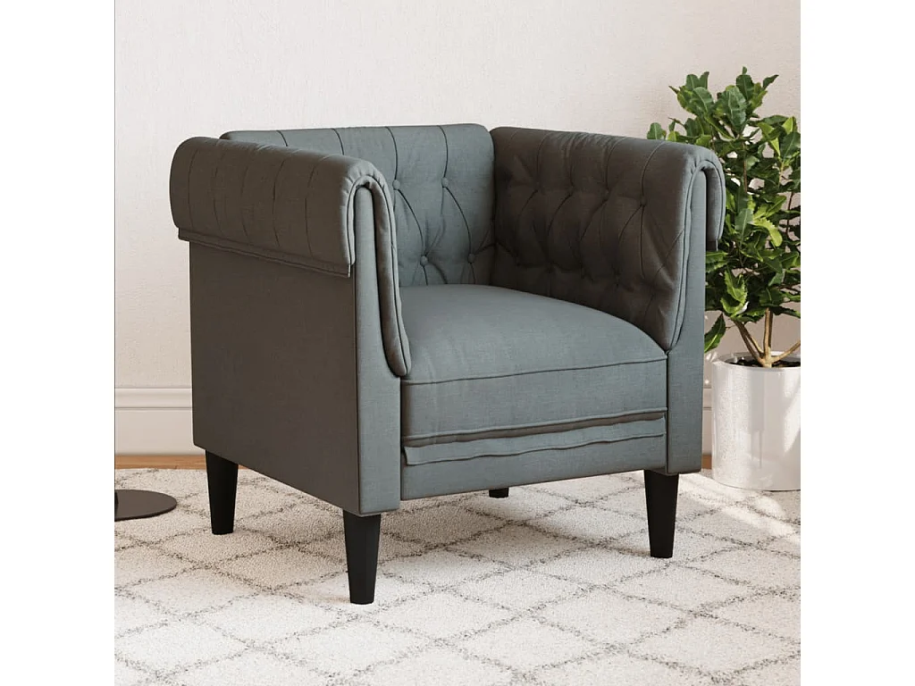 Poltrona Chesterfield Grigio Scuro in Tessuto