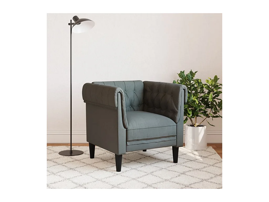 Fauteuil Chesterfield gris foncé tissu