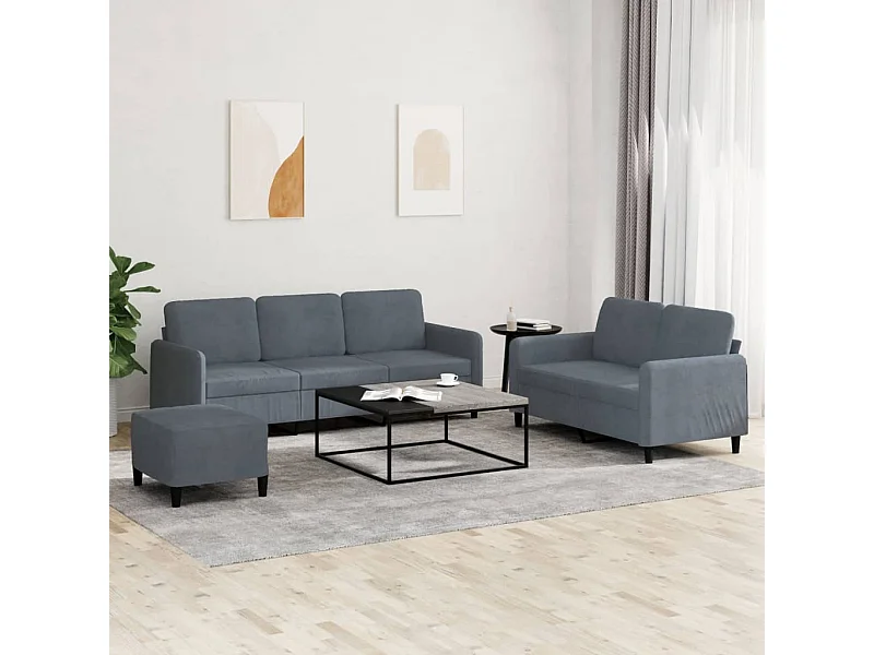Ensemble de canapés 3 pcs gris foncé velours
