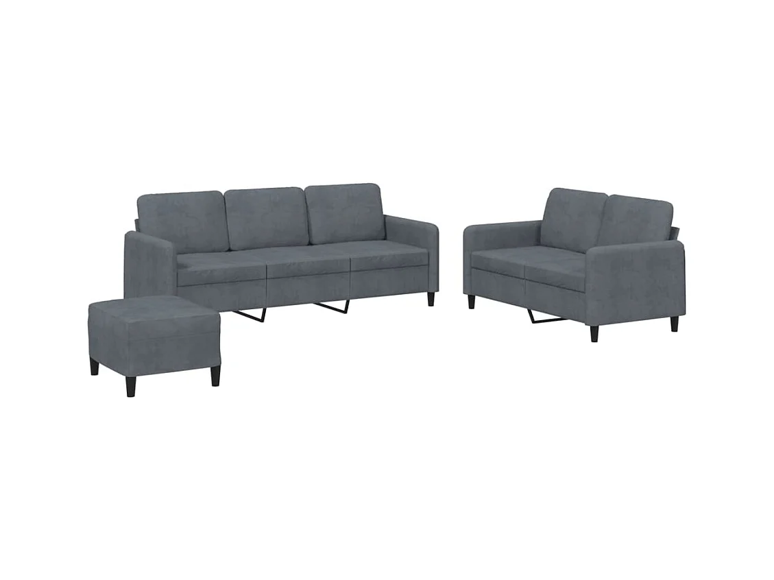Ensemble de canapés 3 pcs gris foncé velours