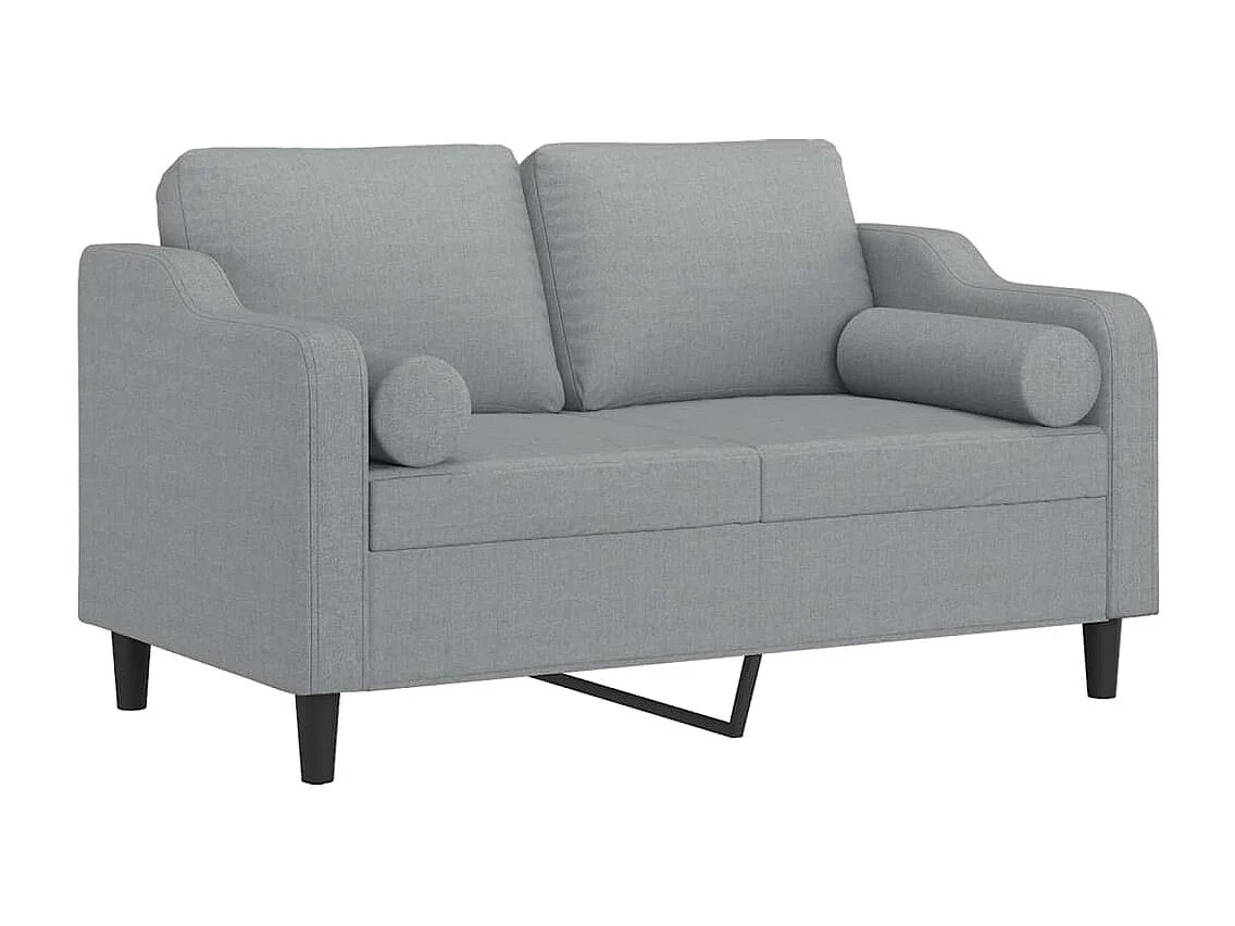 Canapé 2 places avec oreillers gris clair 120 cm tissu
