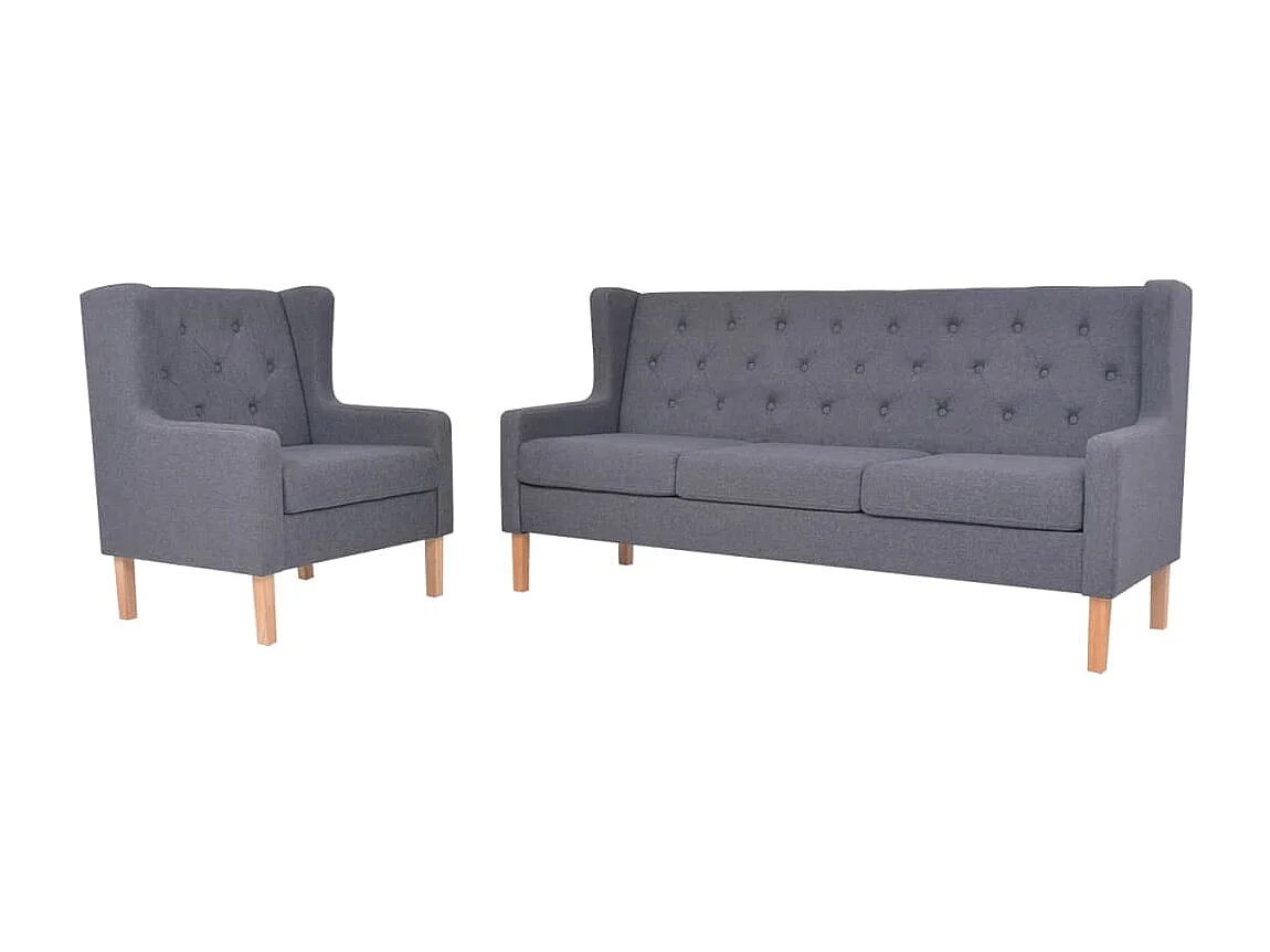 Ensemble de canapés 2 pcs tissu gris