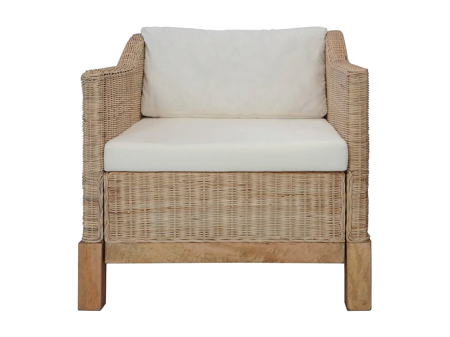 Set di Divani 2 pz con Cuscini in Rattan Naturale