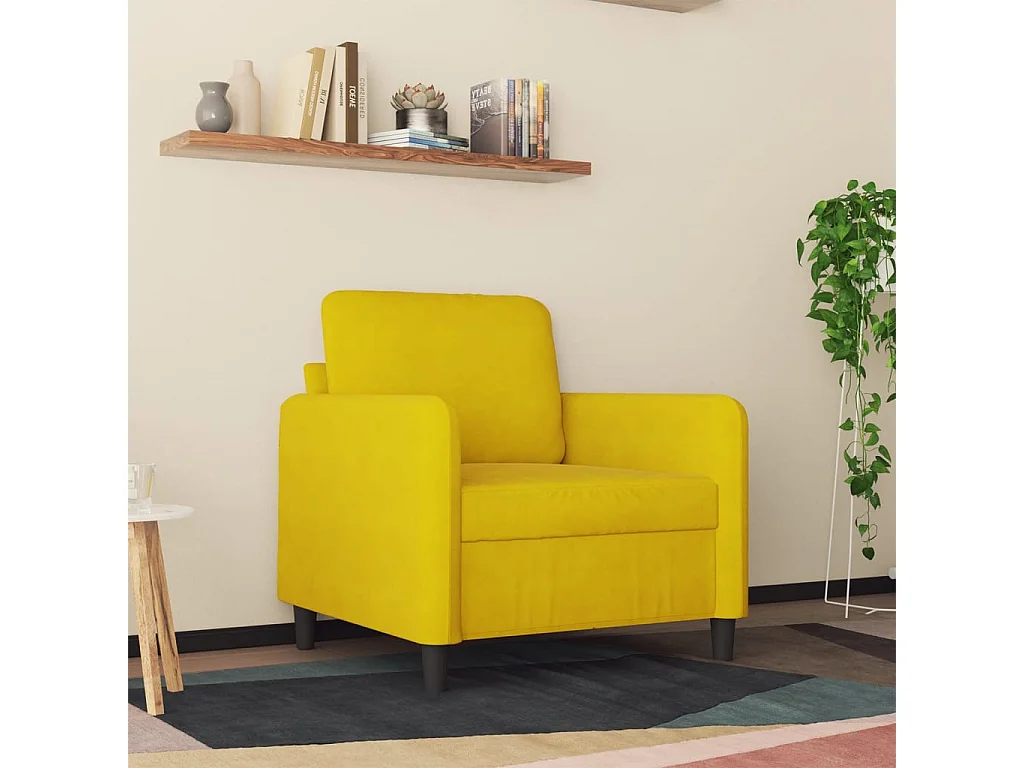 Poltrona 60 cm veludo amarelo