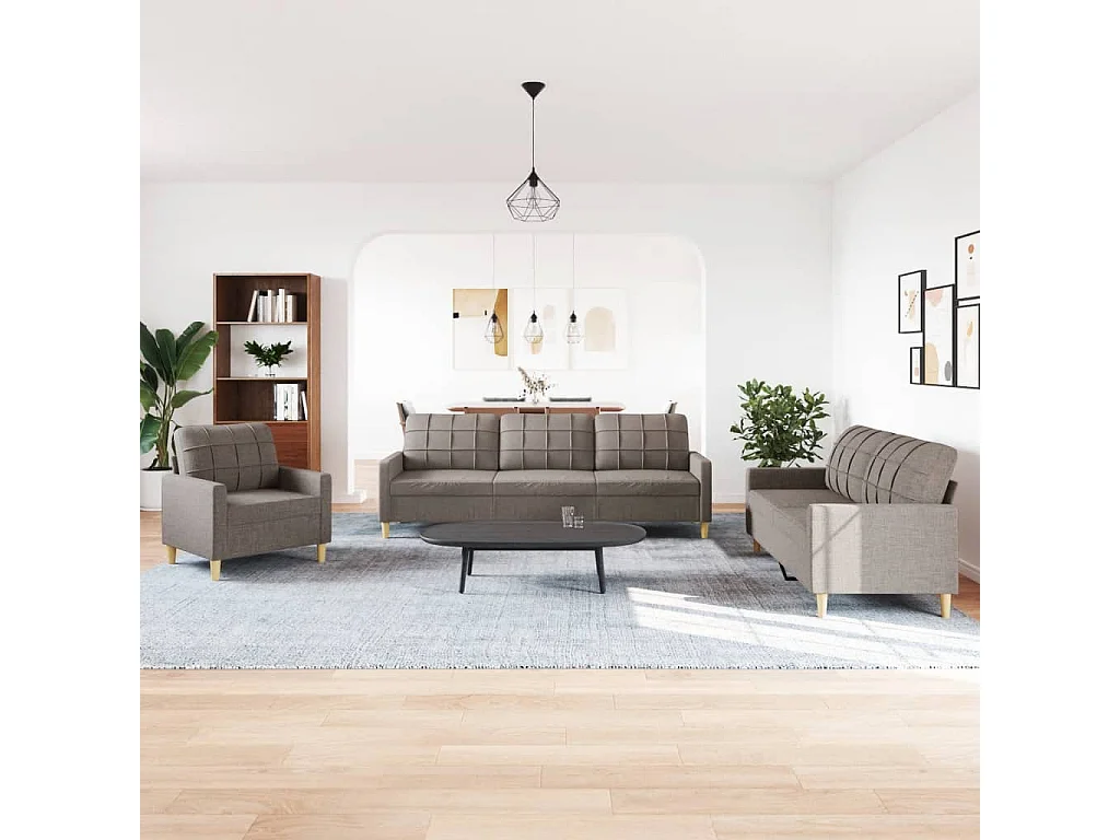 3-delige Loungeset stof taupe