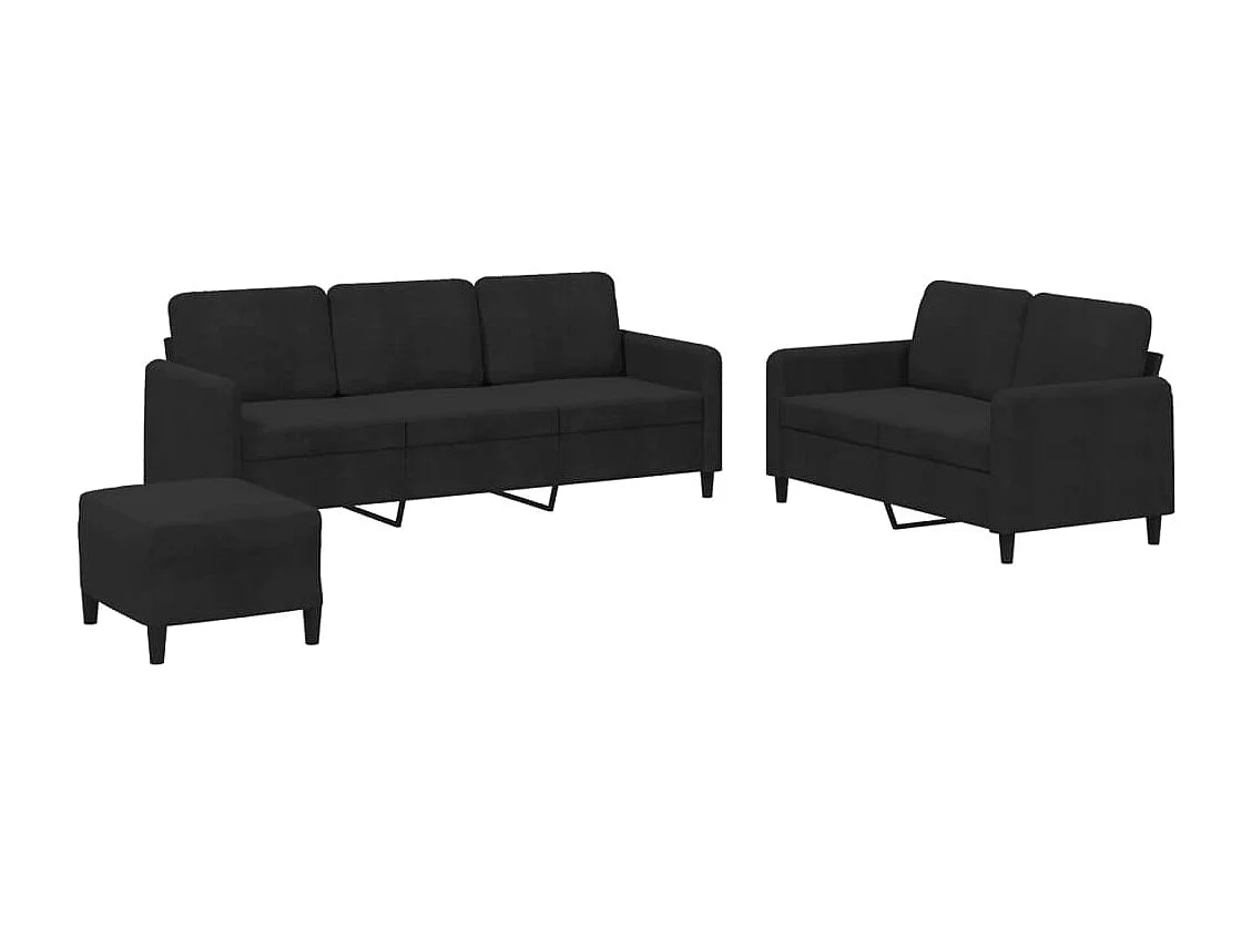 Juego de sofás 3 piezas terciopelo negro