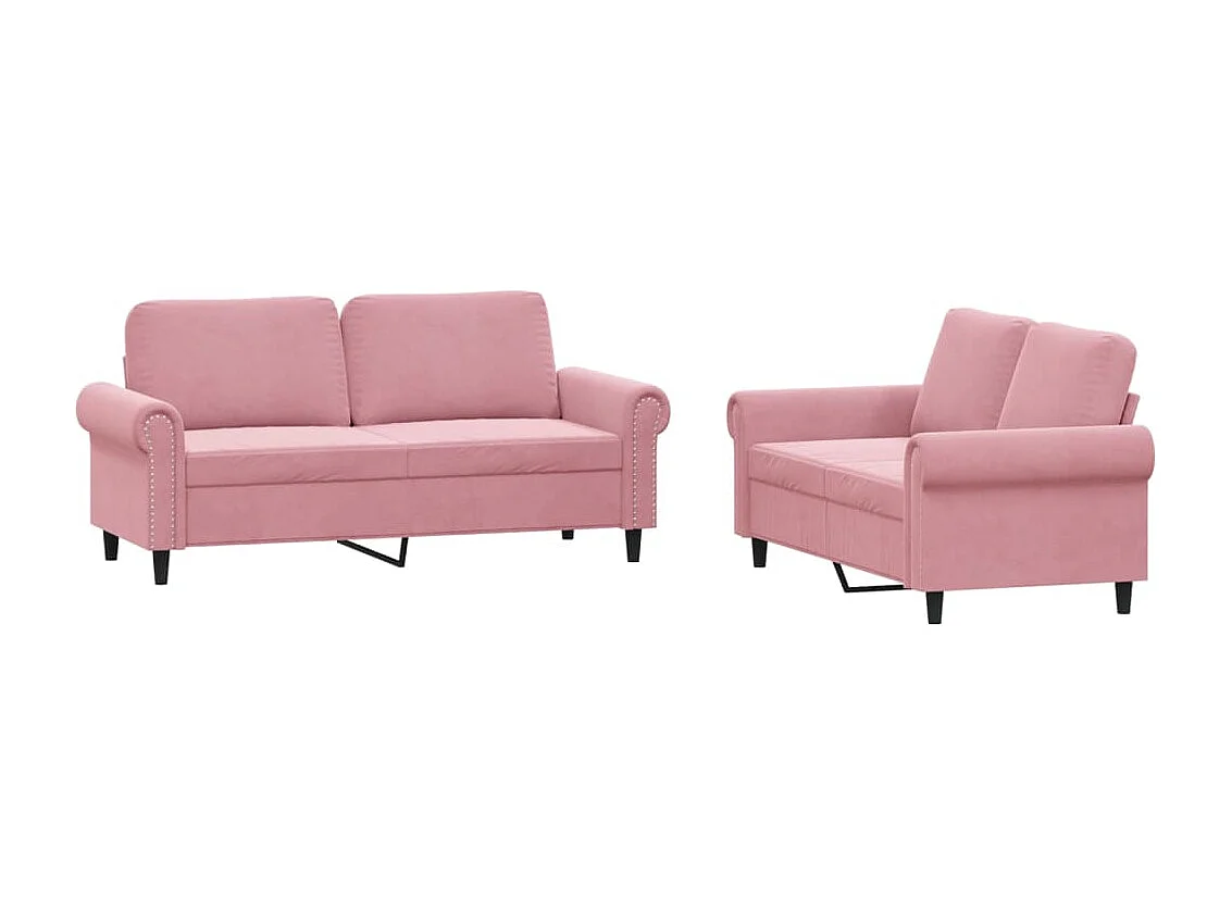 Set di Divani 2 pz con Cuscini rosa in Velluto