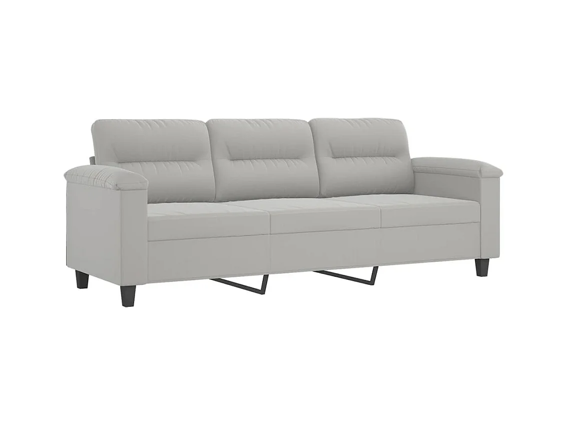3-delige Loungeset met kussens microvezelstof lichtgrijs