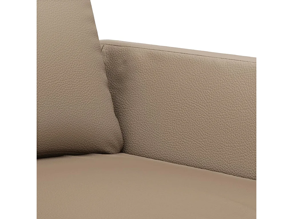 3 pcs conjunto sofás c/ almofadões couro artificial cappuccino