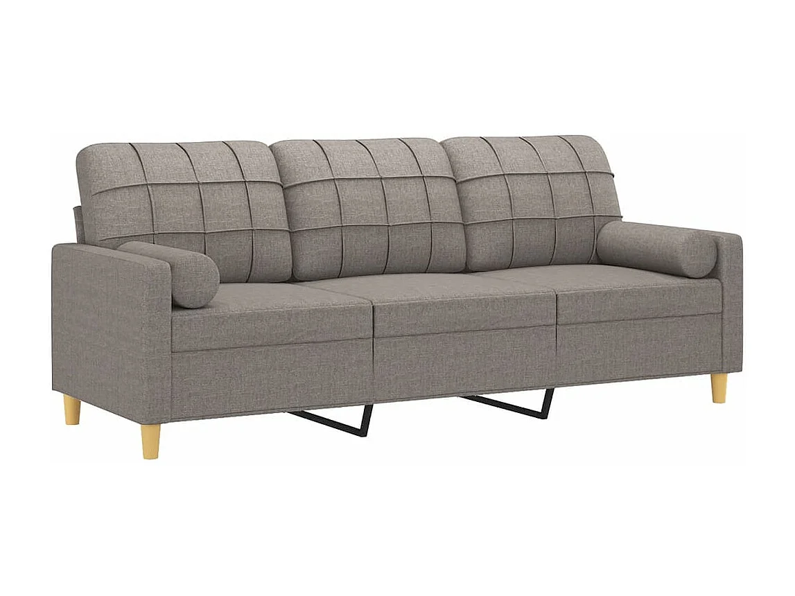 Canapé 3 places avec oreillers décoratifs taupe 180 cm tissu