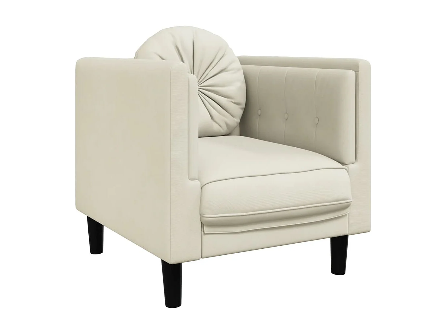 Sillón con cojín terciopelo color crema