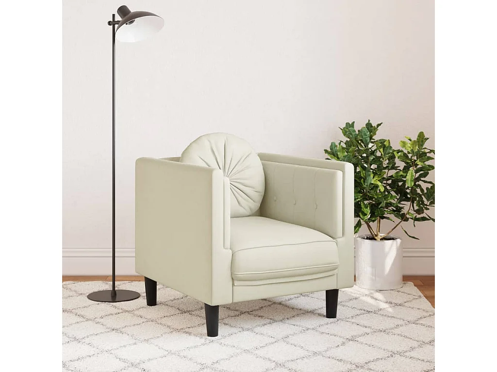 Sillón con cojín terciopelo color crema