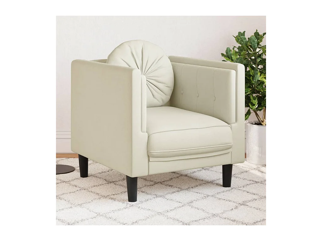 Fauteuil avec coussin crème velours
